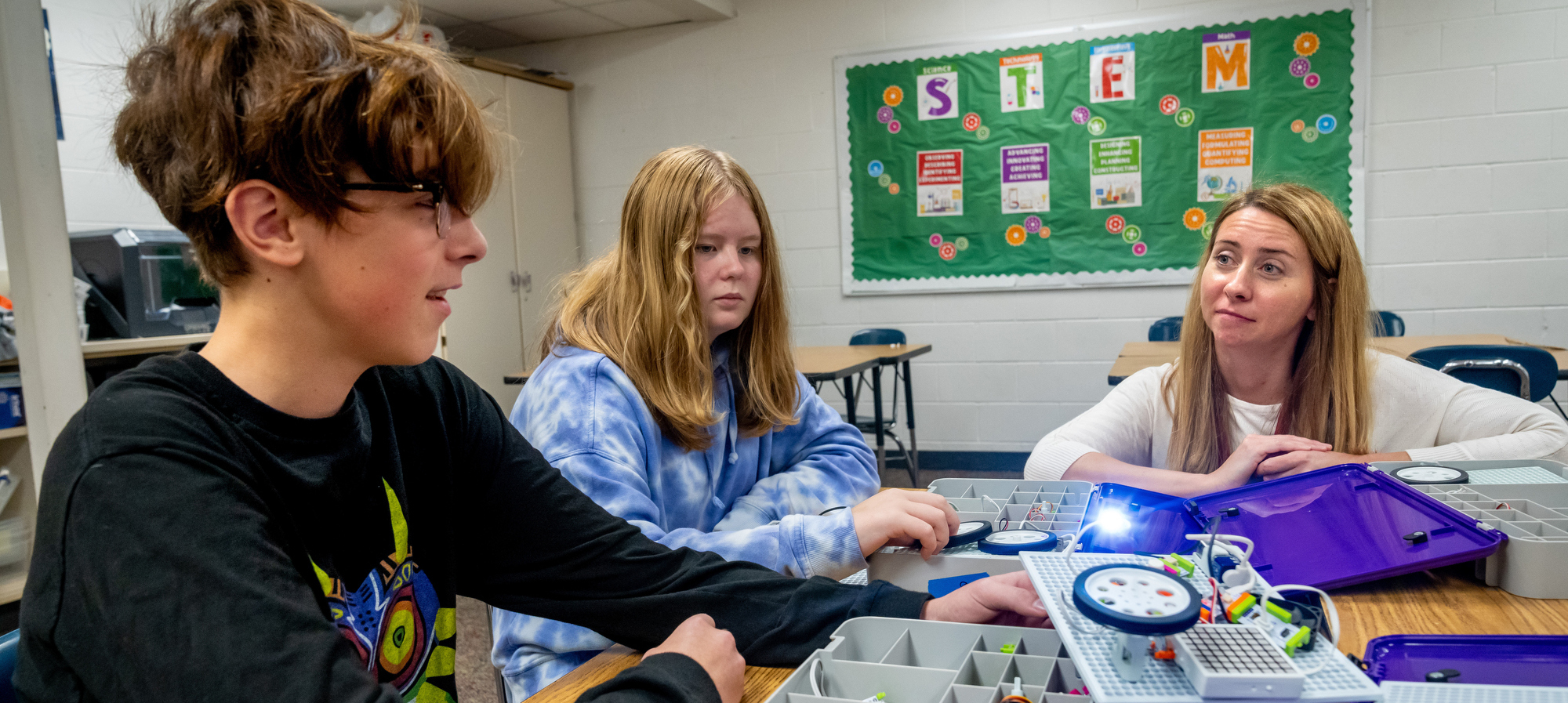 Students working with STEM items