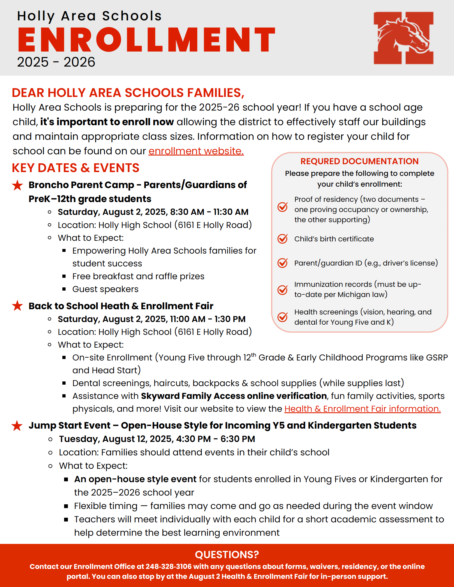 Enrollment Info flyer 25-26 image