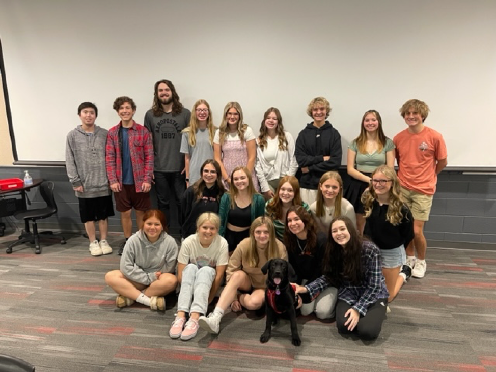 Oakley at the high school with Leadership team